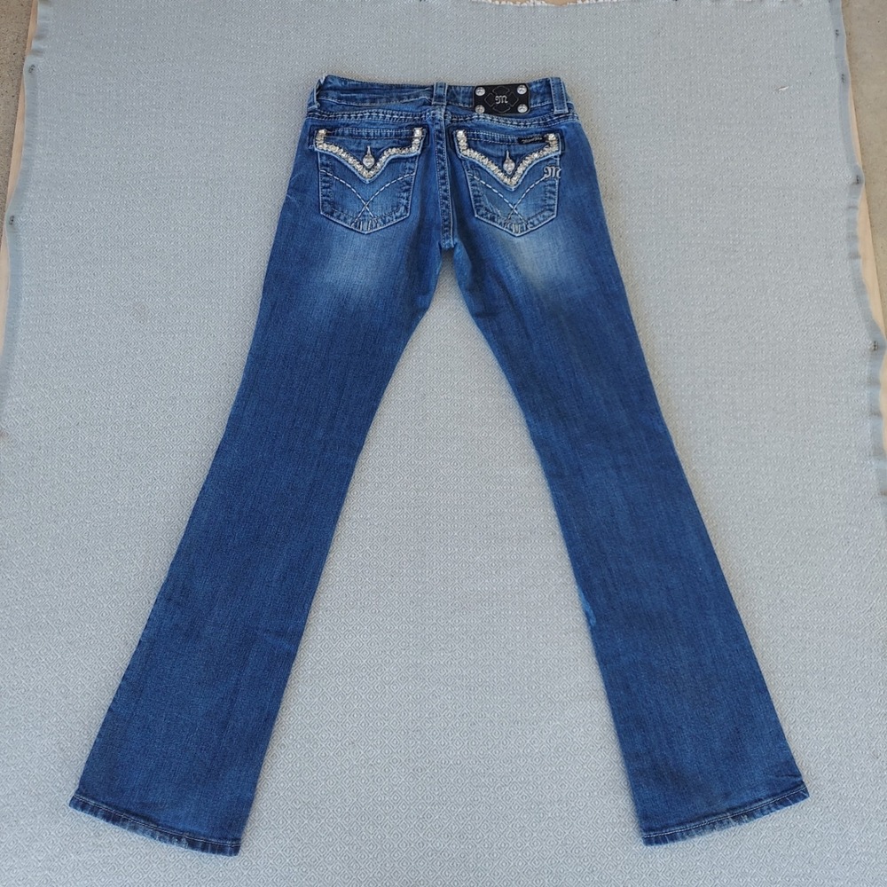 Miss Me Jeans Women 28 Blue JW6066B Bootcut Embellished Rhinestone Low Rise - Picture 6 of 6
